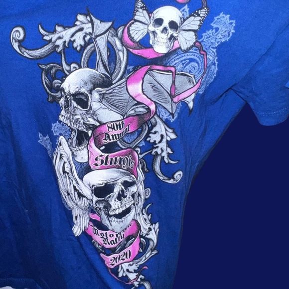 Women's Next Level 2020 Sturgis 80th Motorcycle Rally V Neck T Shirt Size Large - Picture 2 of 6